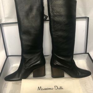 Designer Massimo Dutti Leather Tall Boots 7.5